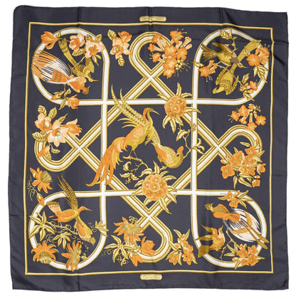 Hermes Scarf Navy Orange 100% Twillsilk — view 2