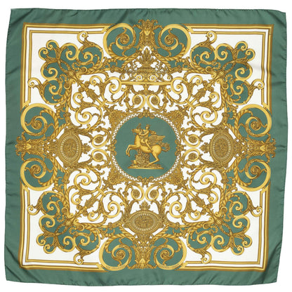 Hermes Scarf Green Gold White Silk — view 2