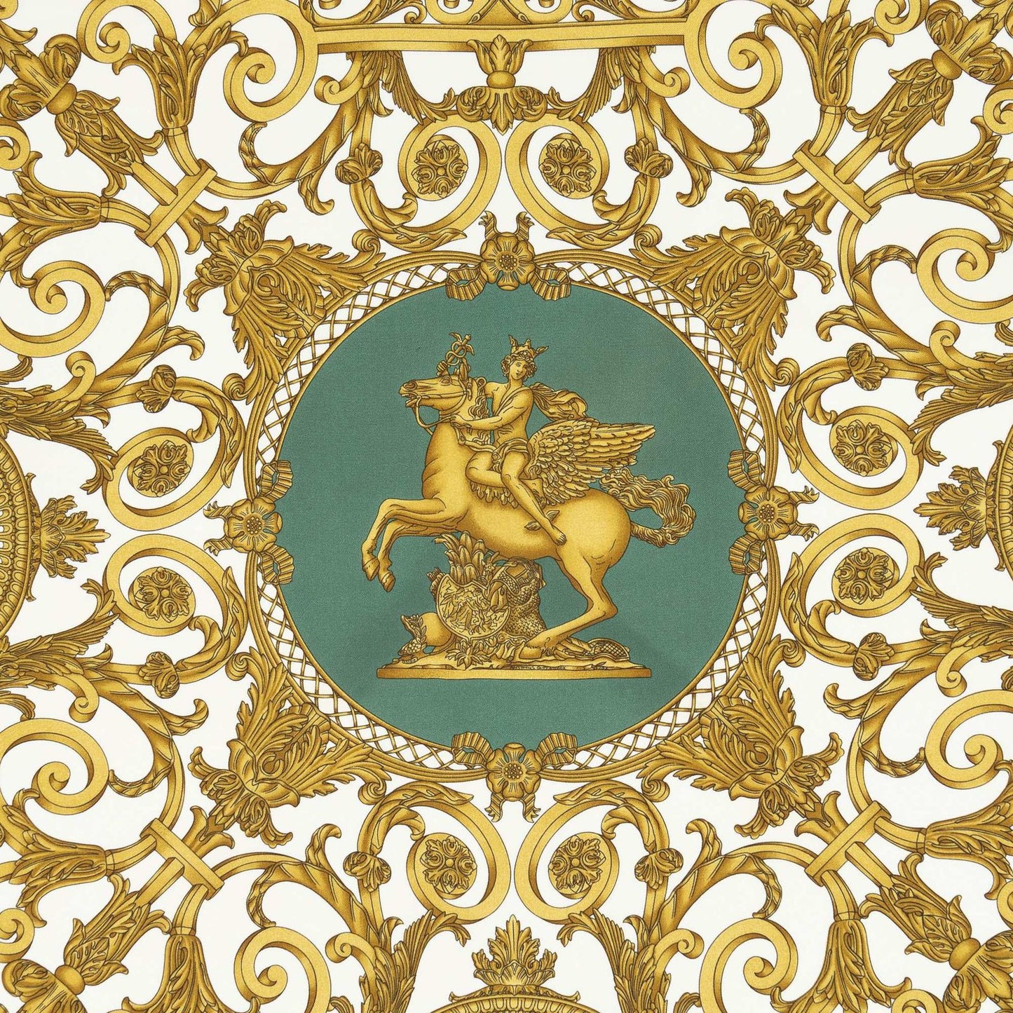 Hermes Scarf Green Gold White Silk — view 3