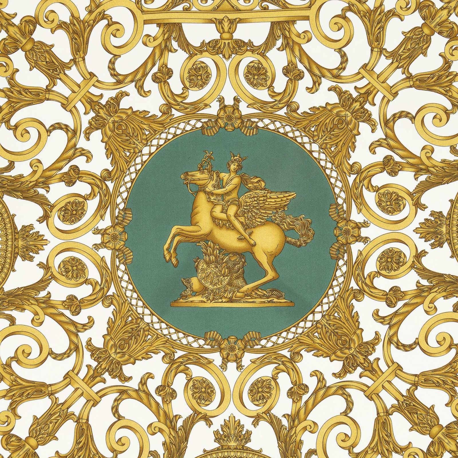 Hermes Scarf Green Gold White Silk — view 3