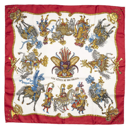 Hermes Scarf Red White 100% Jacquardsilk — view 2