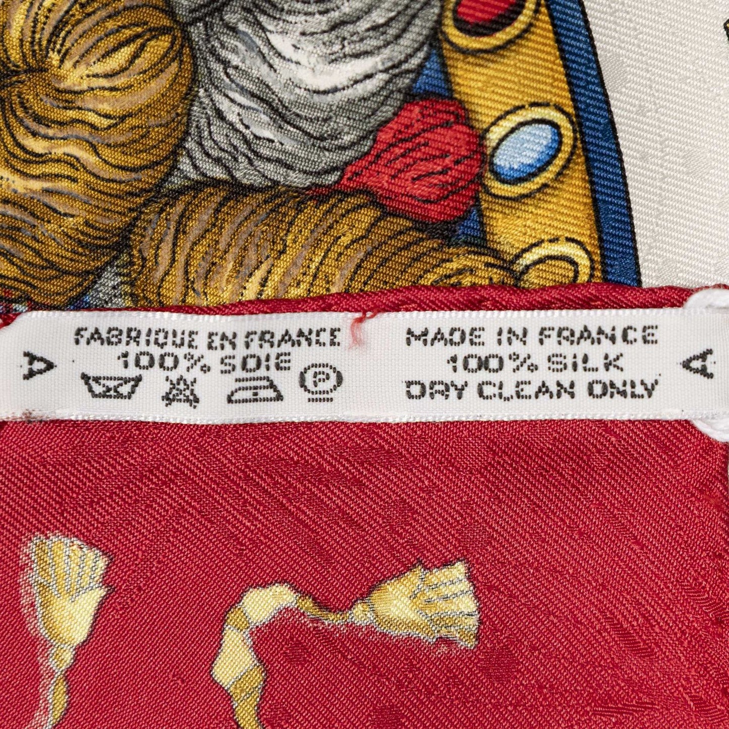 Hermes Scarf Red White 100% Jacquardsilk — view 5