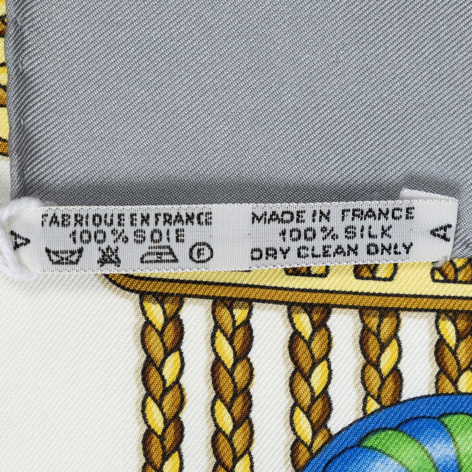 Hermes Scarf Gray White 100% Twillsilk — view 5
