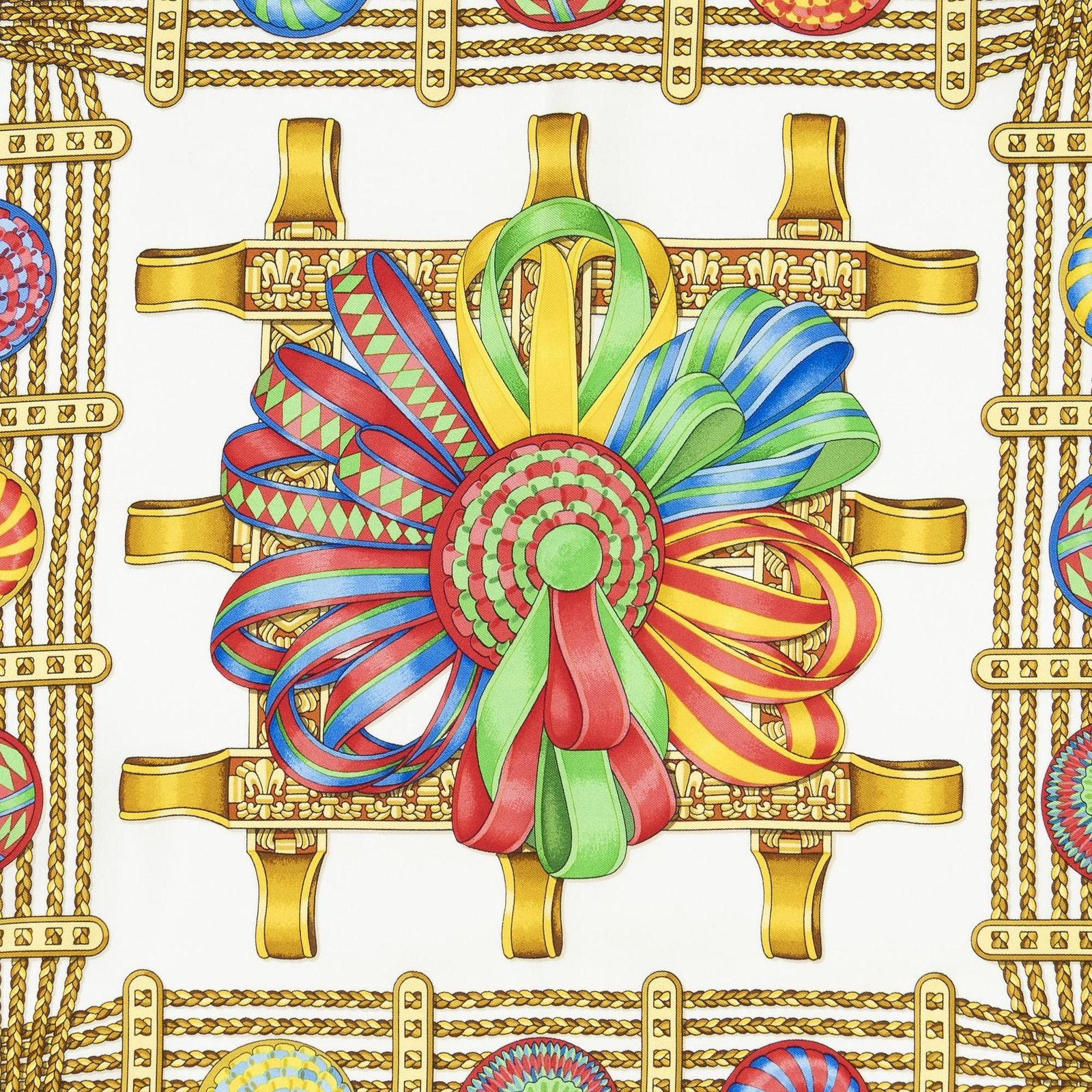 Hermes Scarf Gray White 100% Twillsilk — view 3