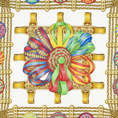 Hermes Scarf Gray White 100% Twillsilk — view 3