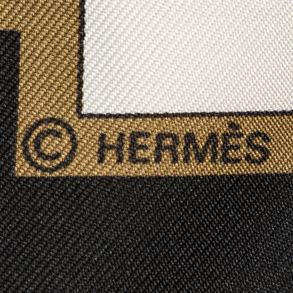 Hermes Scarf Black White 100% Twillsilk — view 4