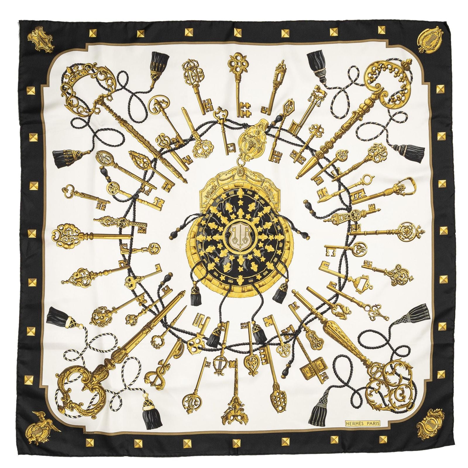 Hermes Scarf Black White 100% Twillsilk — view 2