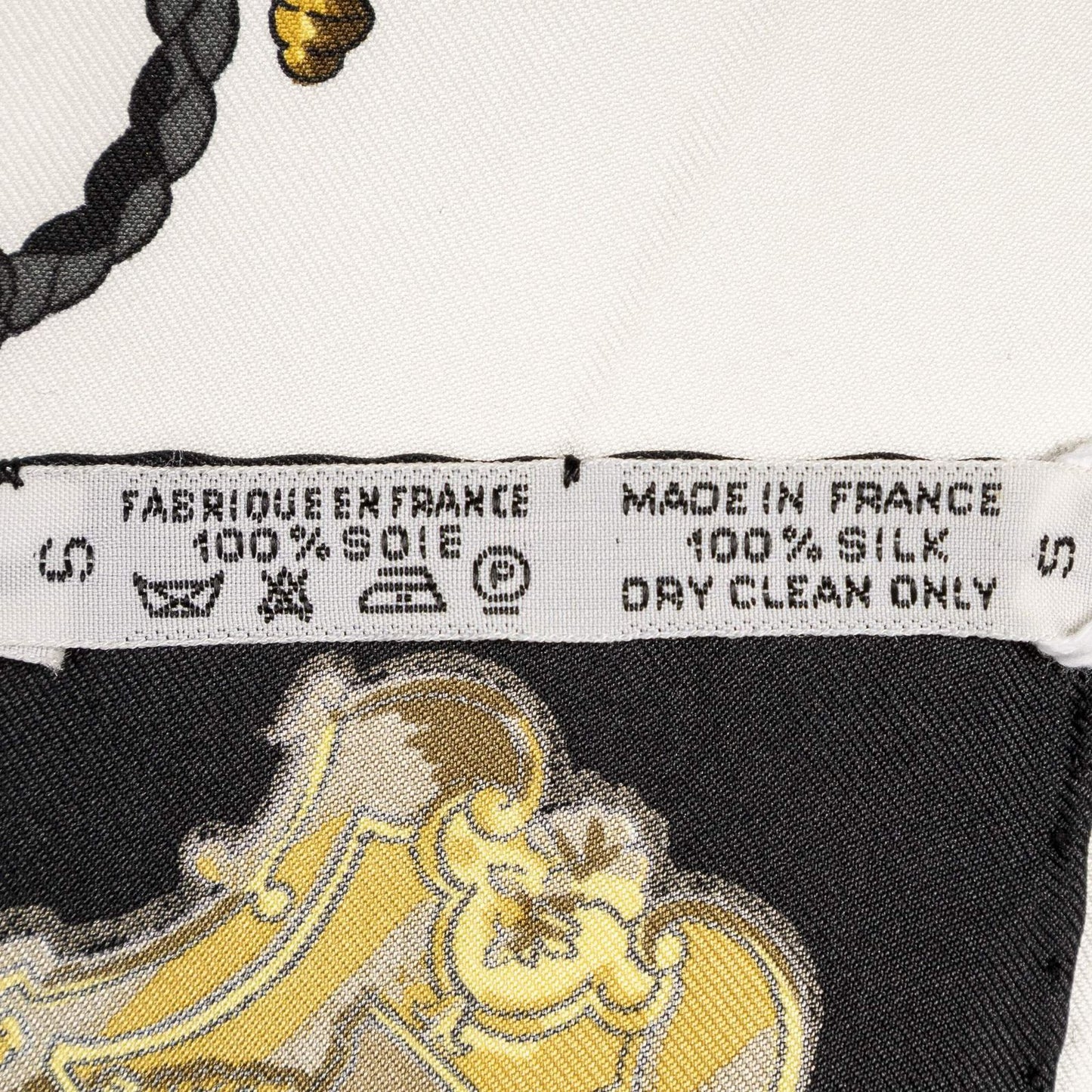 Hermes Scarf Black White 100% Twillsilk — view 5