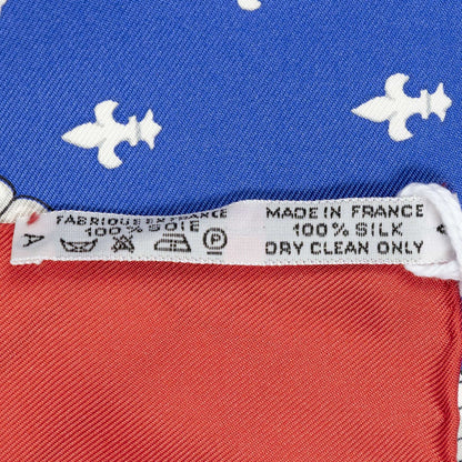 Hermes Scarf Blue Red 100% Gold Twill Silk — view 5