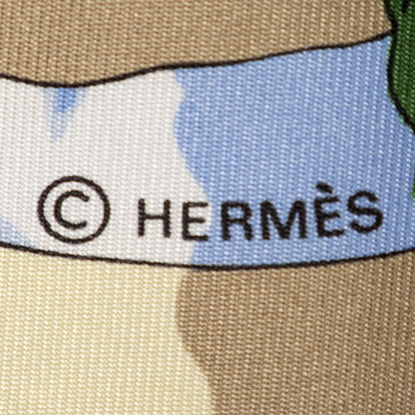 Hermes Scarf Light Blue Brown Yellow 100% Twillsilk — view 4