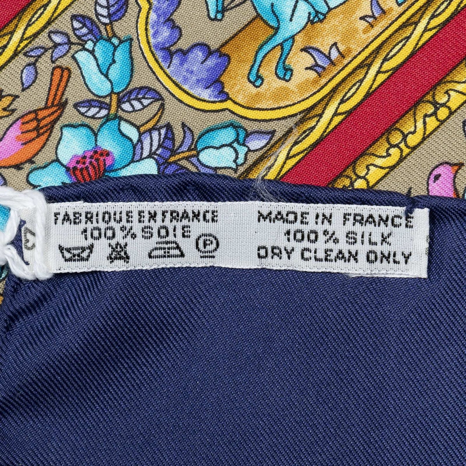 Hermes Scarf Navy Red 100% Gold Twill Silk — view 5