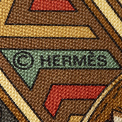 Hermes Scarf Yellow Brown 100% Twillsilk — view 4