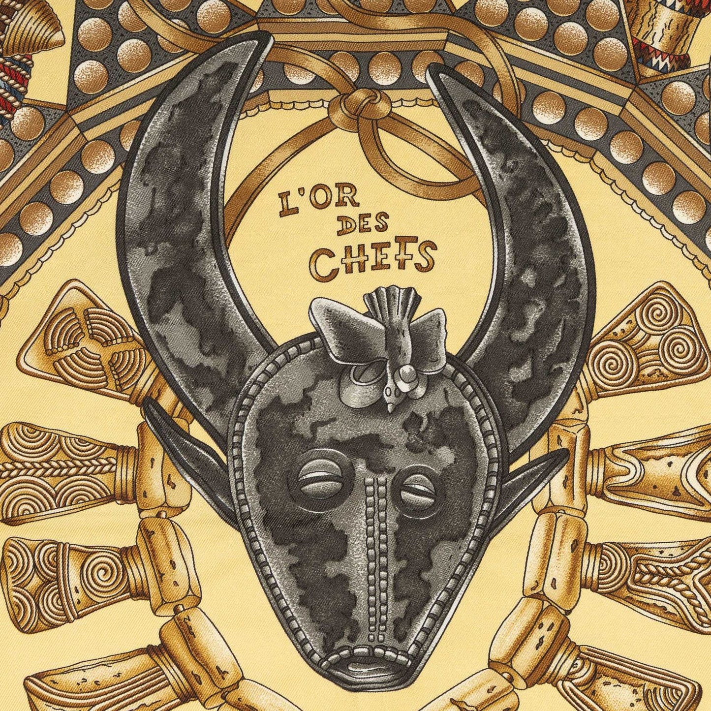Hermes Scarf Yellow Brown 100% Twillsilk — view 3