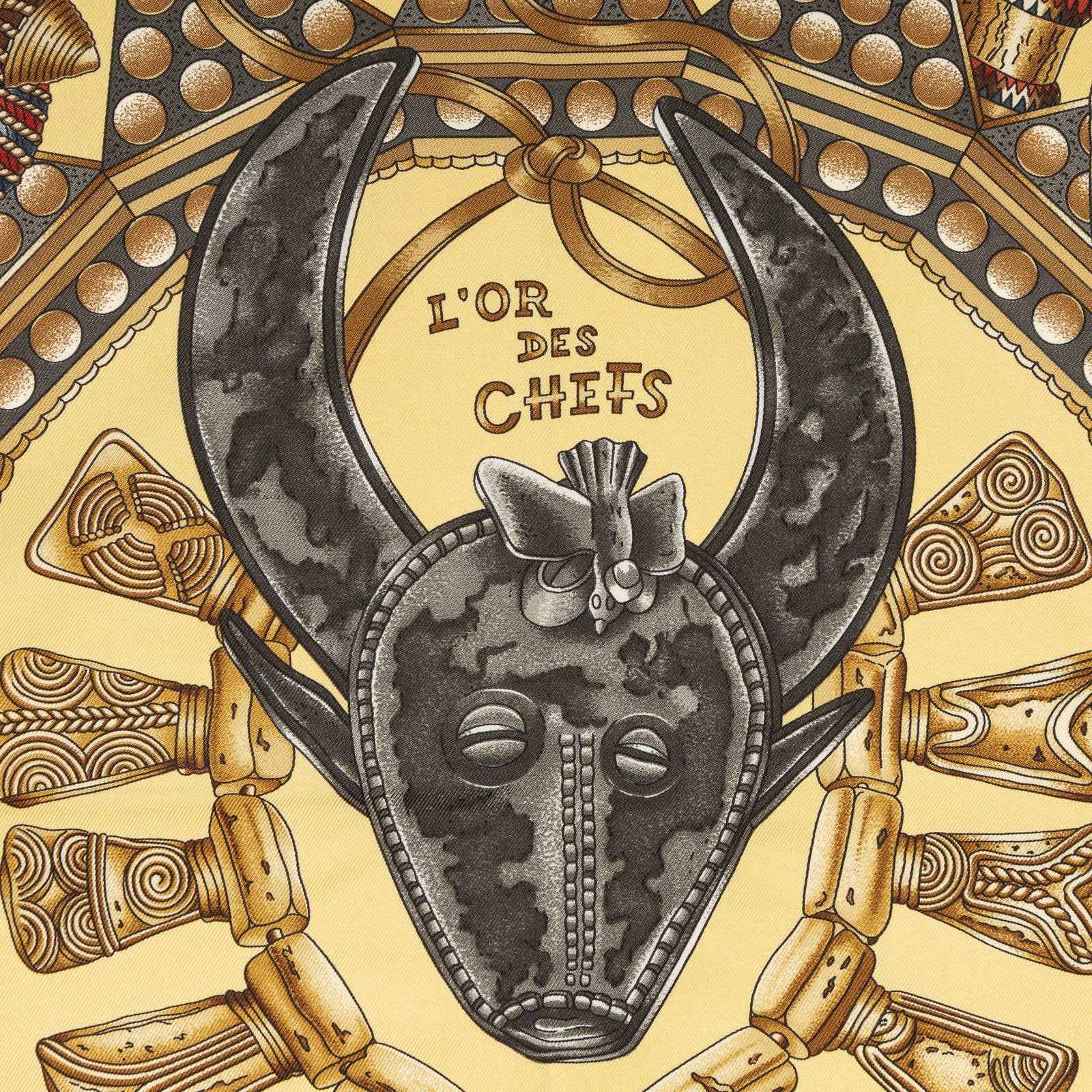 Hermes Scarf Yellow Brown 100% Twillsilk — view 3