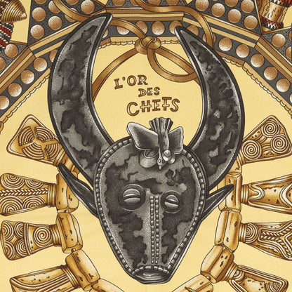 Hermes Scarf Yellow Brown 100% Twillsilk — view 3
