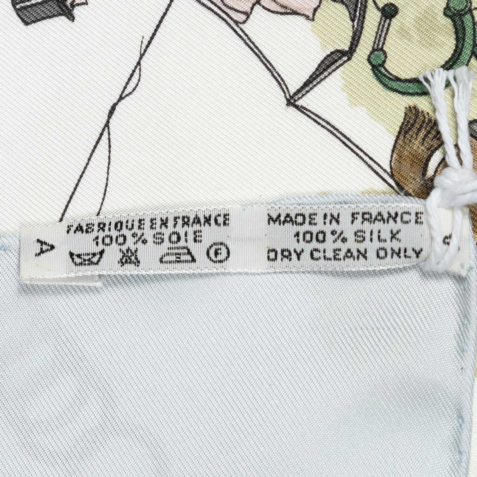 Hermes Scarf Light Blue Ivory Green 100% Twillsilk — view 5