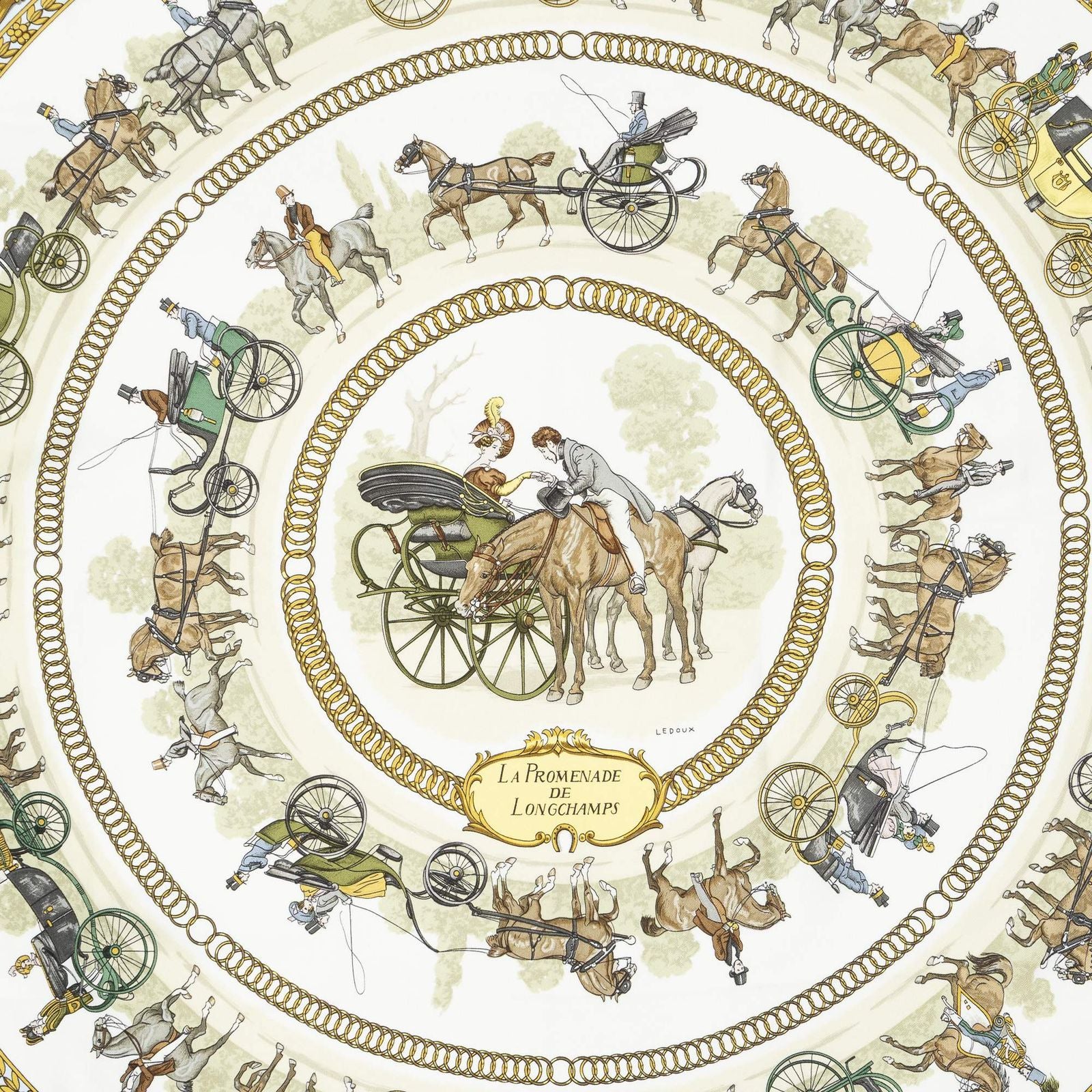 Hermes Scarf Light Blue Ivory Green 100% Twillsilk — view 3