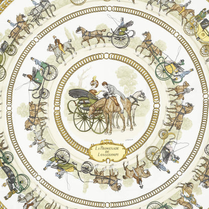 Hermes Scarf Light Blue Ivory Green 100% Twillsilk — view 3