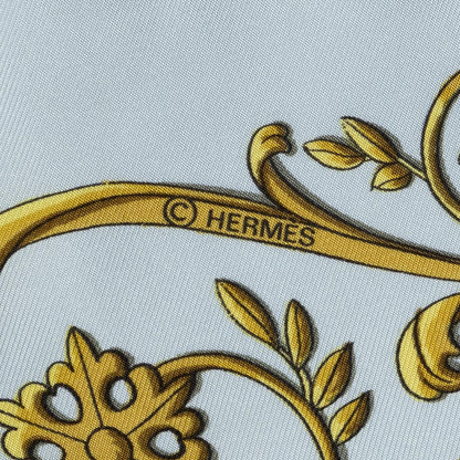 Hermes Scarf Light Blue Ivory Green 100% Twillsilk — view 4