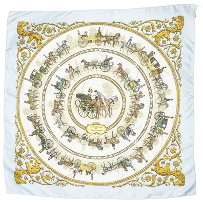 Hermes Scarf Light Blue Ivory Green 100% Twillsilk — view 2