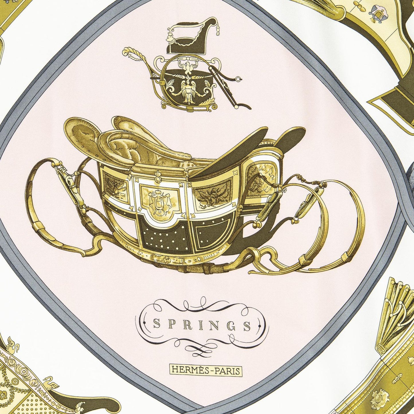 Hermes Scarf Lightpink Gray Green 100% Twillsilk — view 3