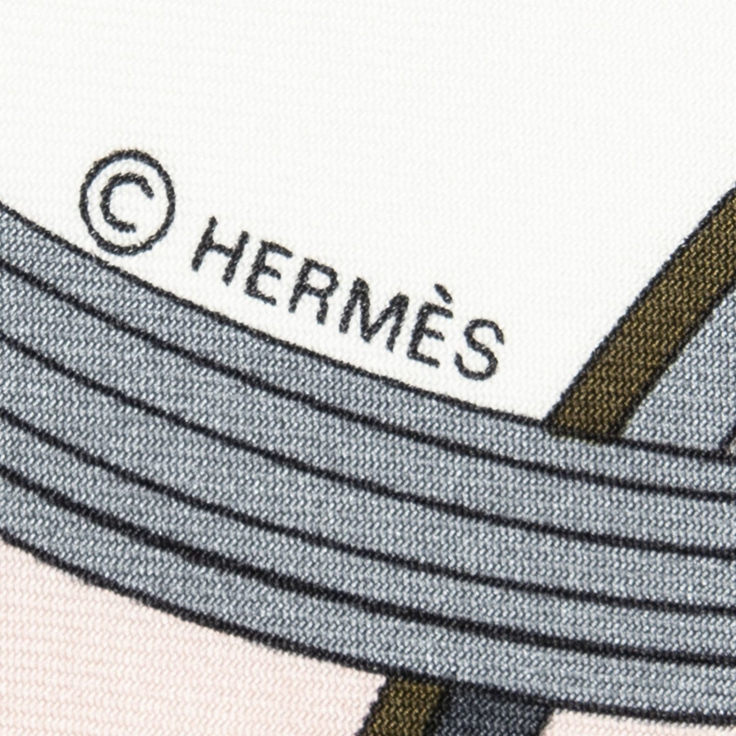 Hermes Scarf Lightpink Gray Green 100% Twillsilk — view 4