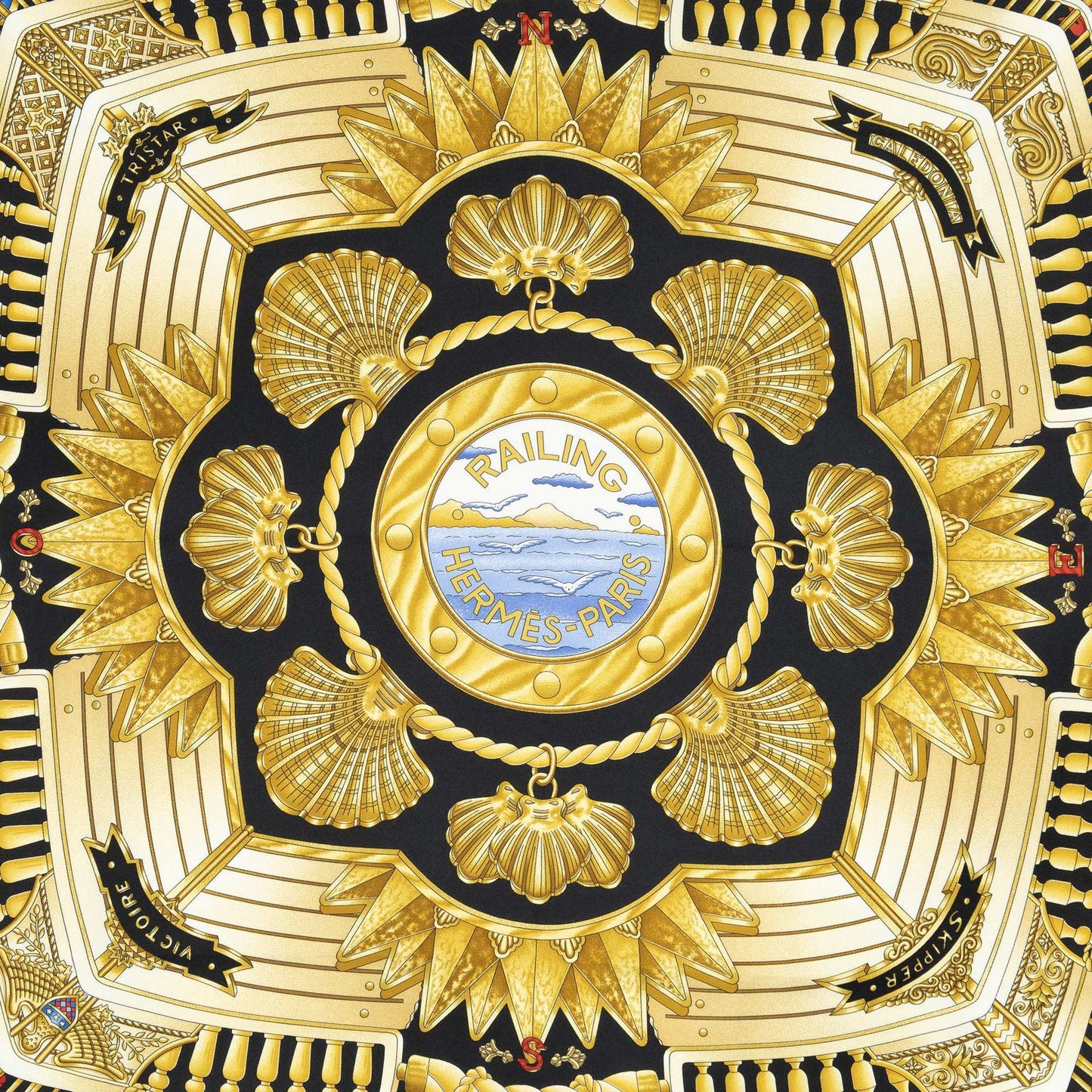 Hermes Scarf Black Gold Silk — view 3