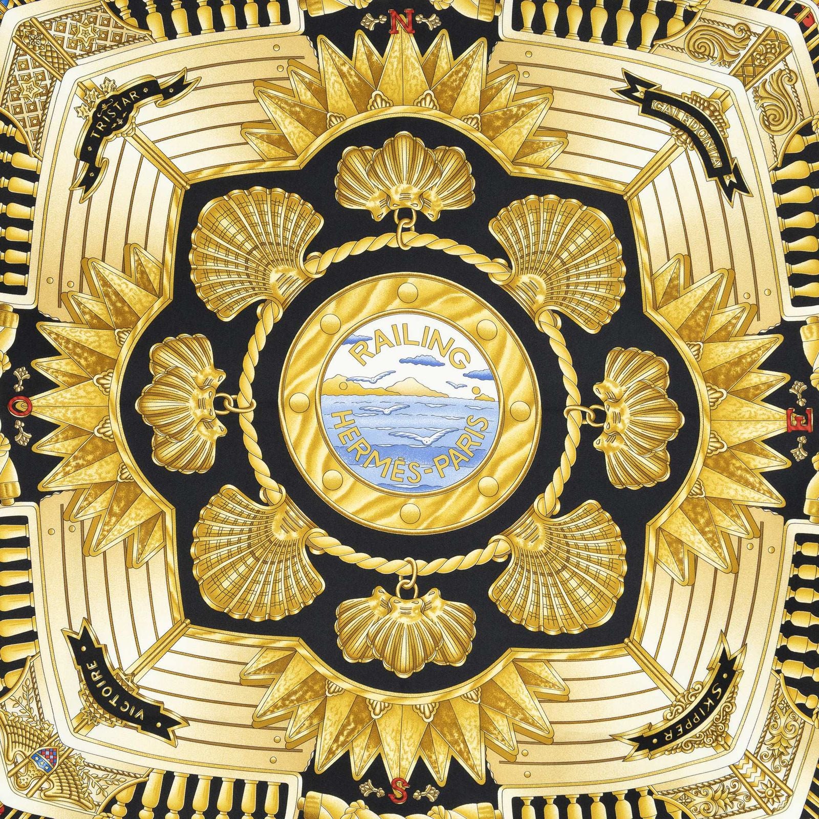 Hermes Scarf Black Gold Silk — view 3