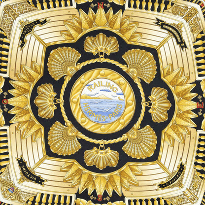 Hermes Scarf Black Gold Silk — view 3
