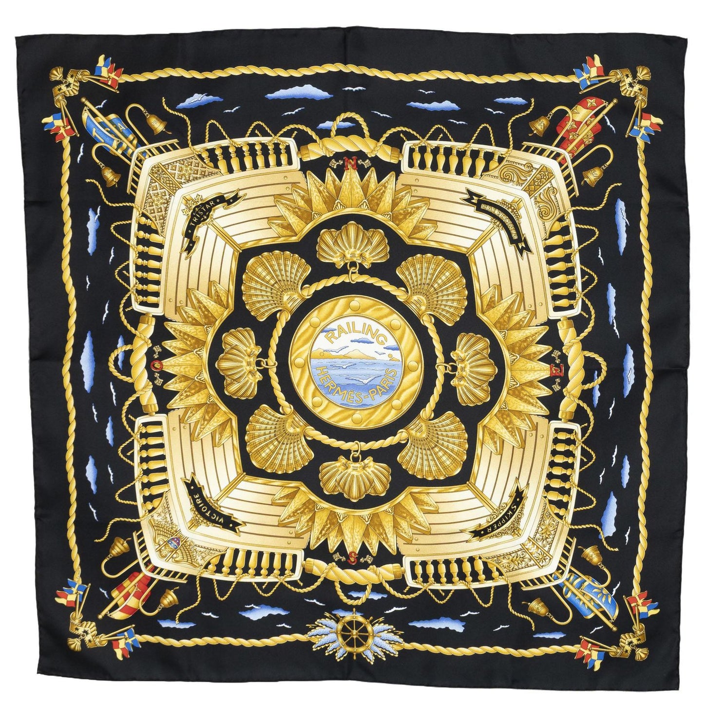 Hermes Scarf Black Gold Silk — view 2