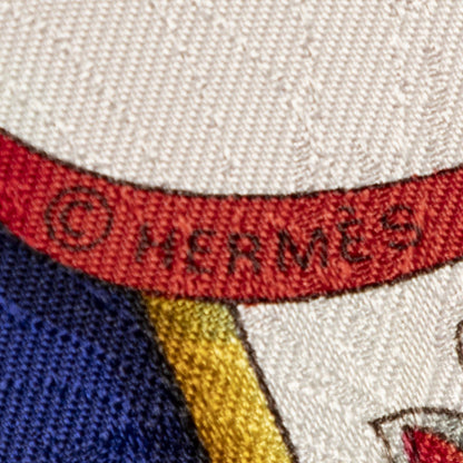 Hermes Scarf Red Blue 100% Jacquardsilk — view 4