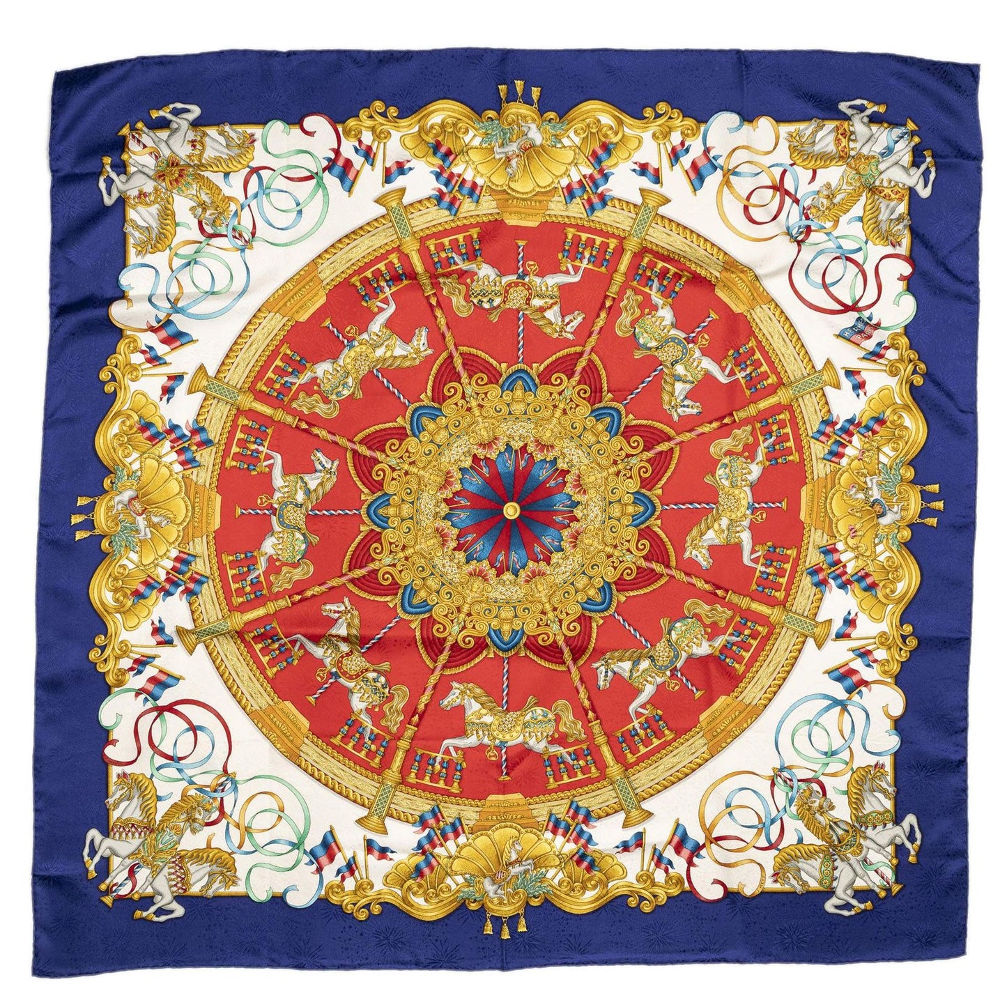Hermes Scarf Red Blue 100% Jacquardsilk — view 2