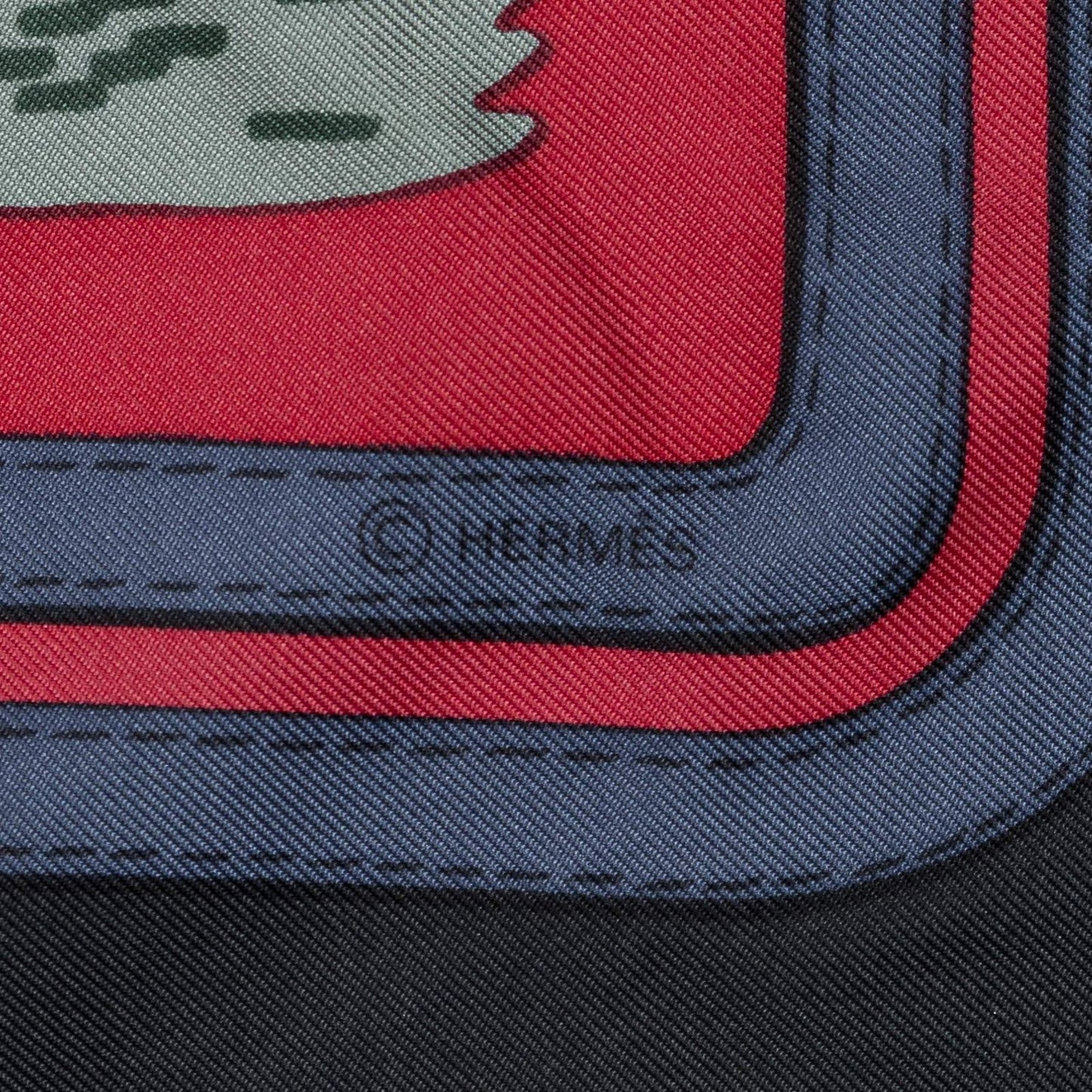 Hermes Scarf Red Black Brown 100% Twillsilk — view 4