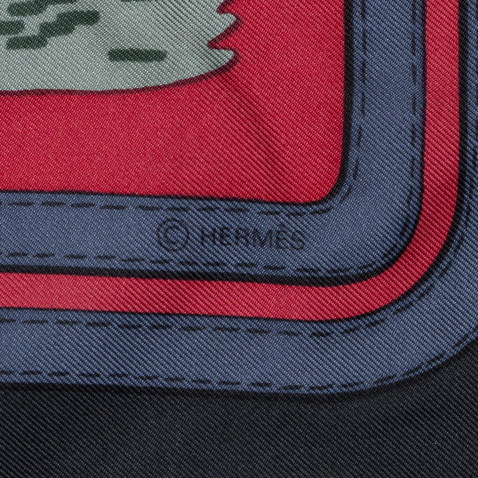 Hermes Scarf Red Black Brown 100% Twillsilk — view 4