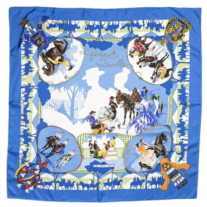 Hermes Scarf Blue White Green 100% Twillsilk — view 2