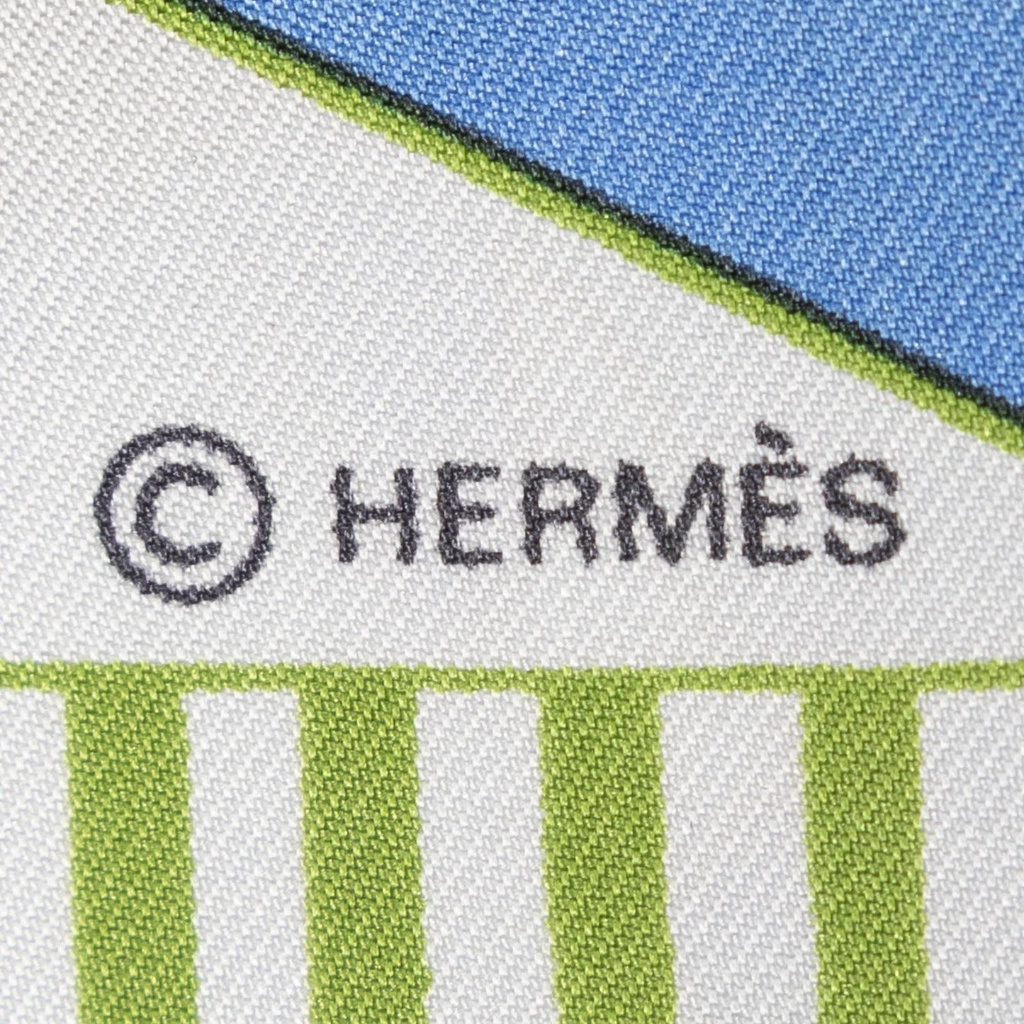Hermes Scarf Blue White Green 100% Twillsilk — view 4