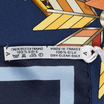 Hermes Scarf Navy Gold Red Silk — view 5