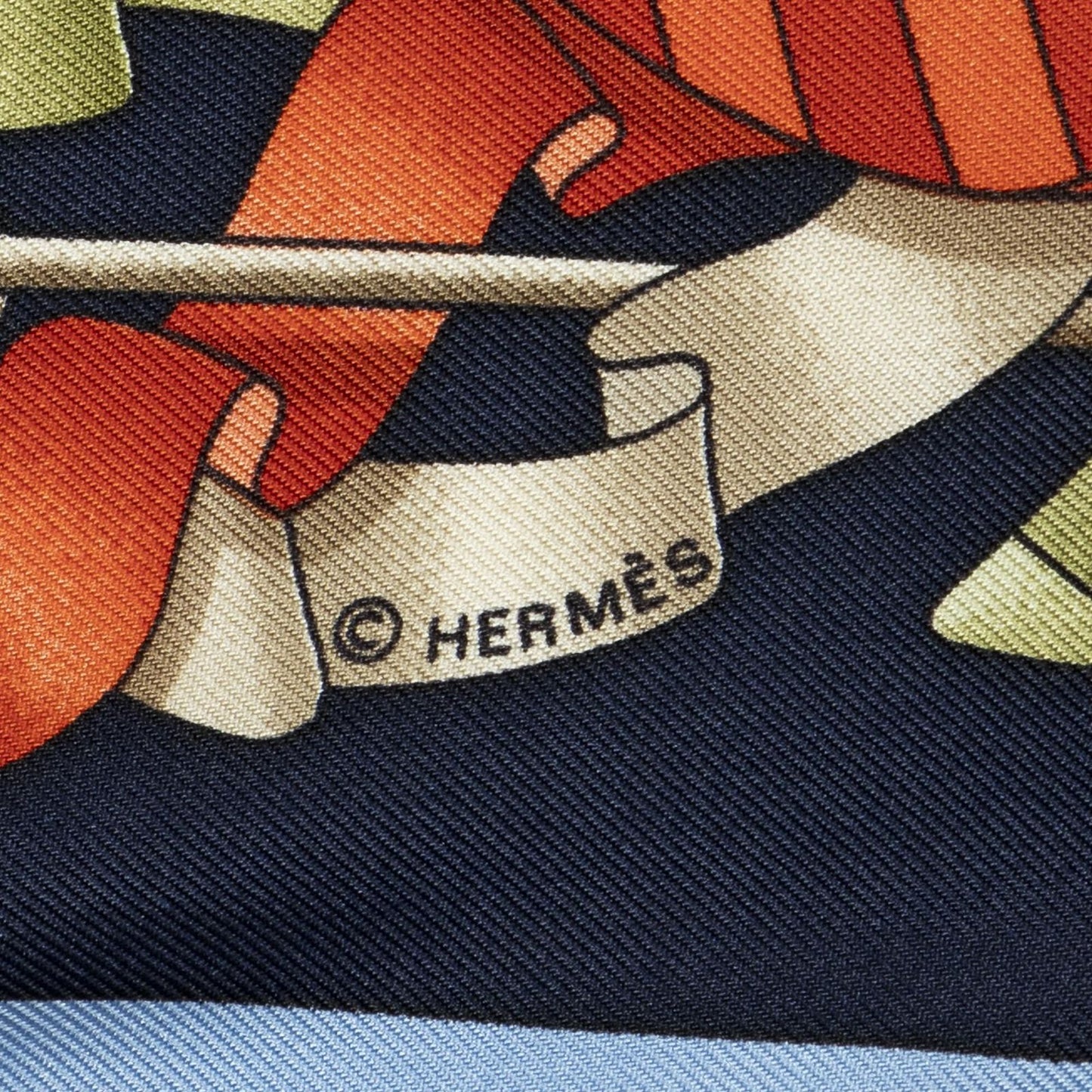 Hermes Scarf Navy Gold Red Silk — view 4