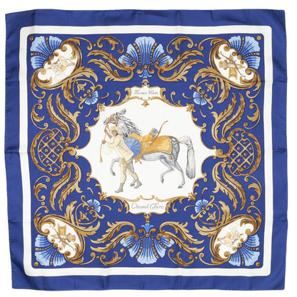 Hermes Scarf Navy Brown Twillsilk — view 2