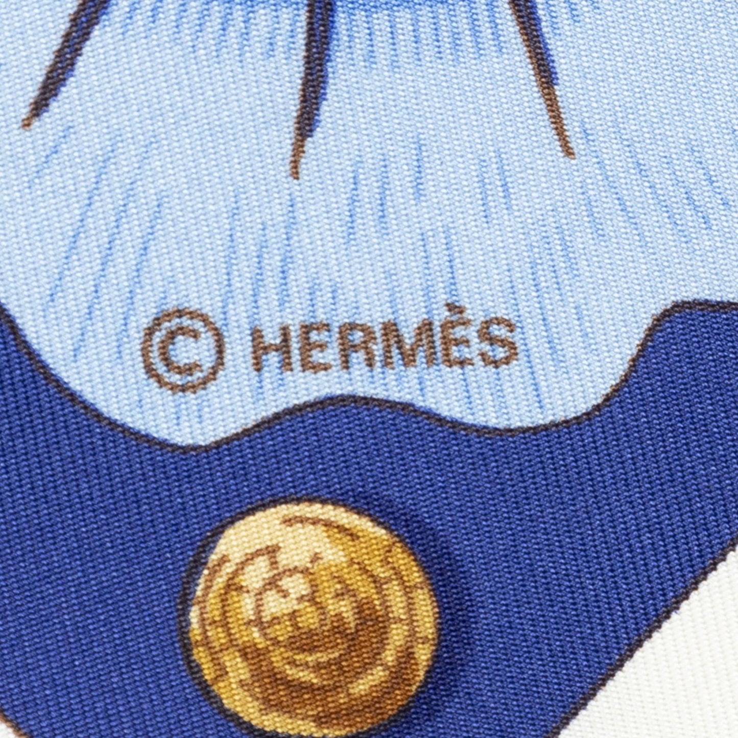 Hermes Scarf Navy Brown Twillsilk — view 4