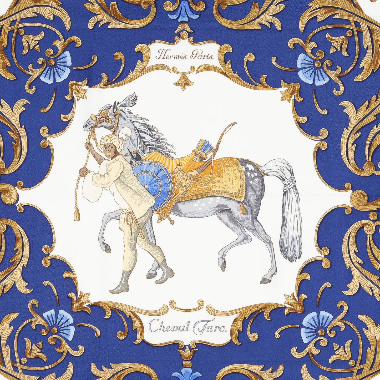 Hermes Scarf Navy Brown Twillsilk — view 3