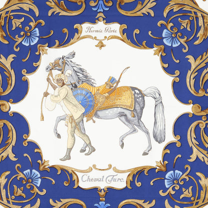 Hermes Scarf Navy Brown Twillsilk — view 3