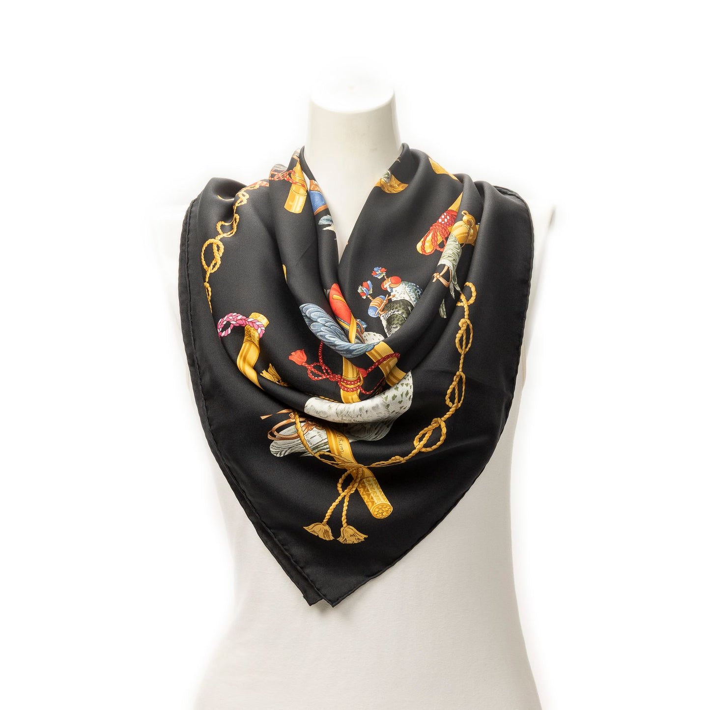 Hermes Scarf Black Gold Silk
