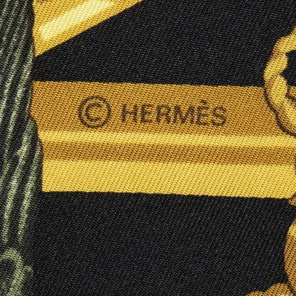 Hermes Scarf Black Gold Silk — view 4