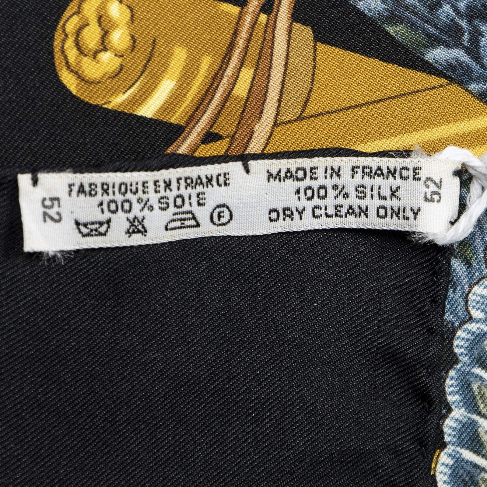 Hermes Scarf Black Gold Silk — view 5