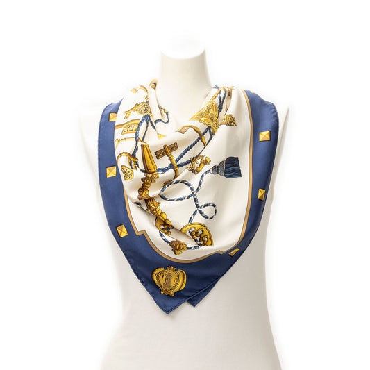 Hermes Scarf Navy Twillsilk