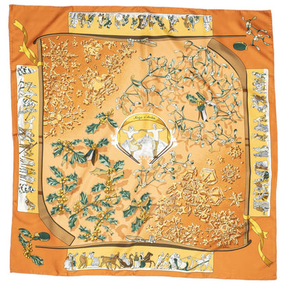 Hermes Scarf Orange Green Silk — view 2