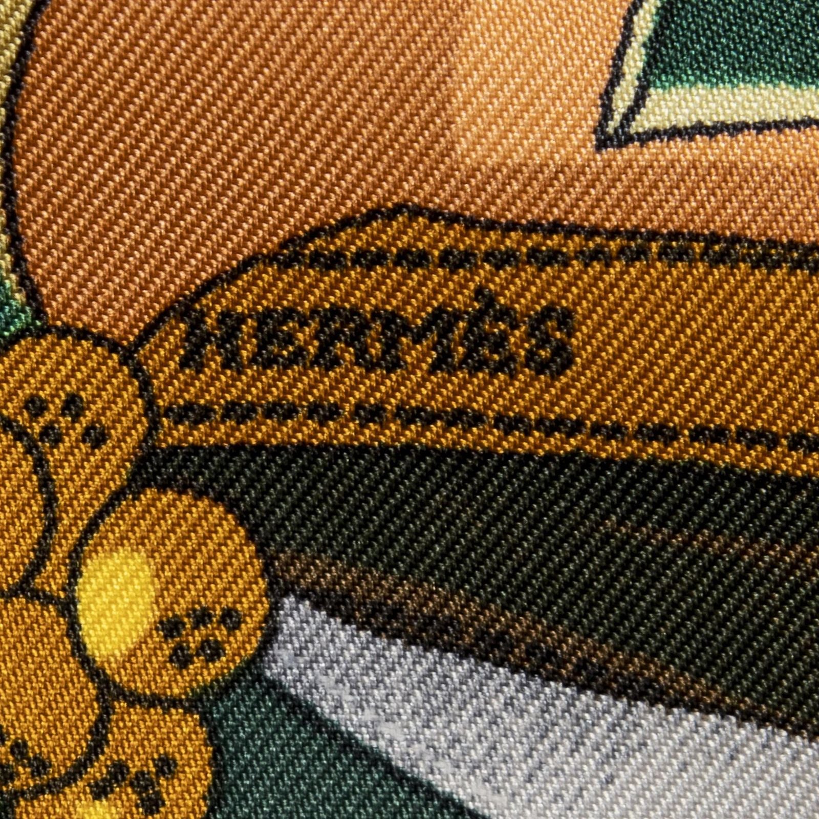 Hermes Scarf Orange Green Silk — view 4
