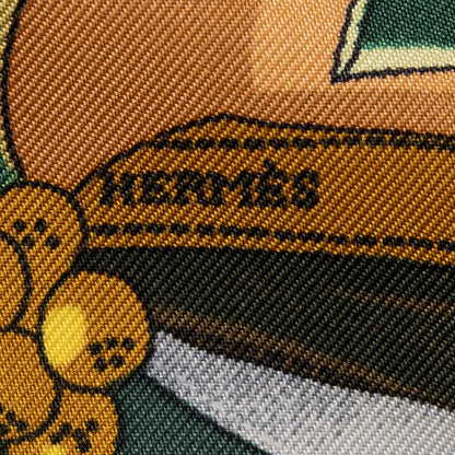Hermes Scarf Orange Green Silk — view 4