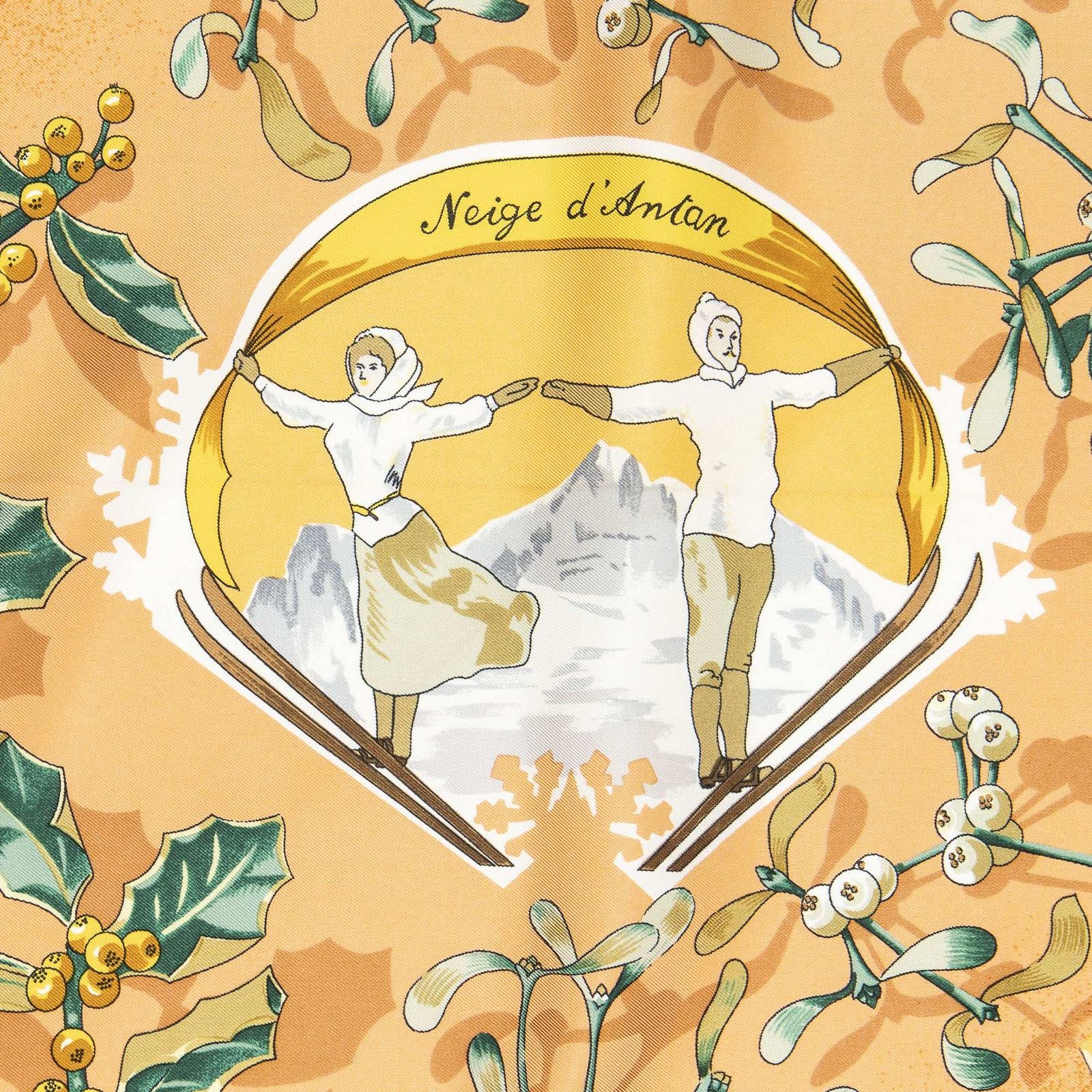 Hermes Scarf Orange Green Silk — view 3